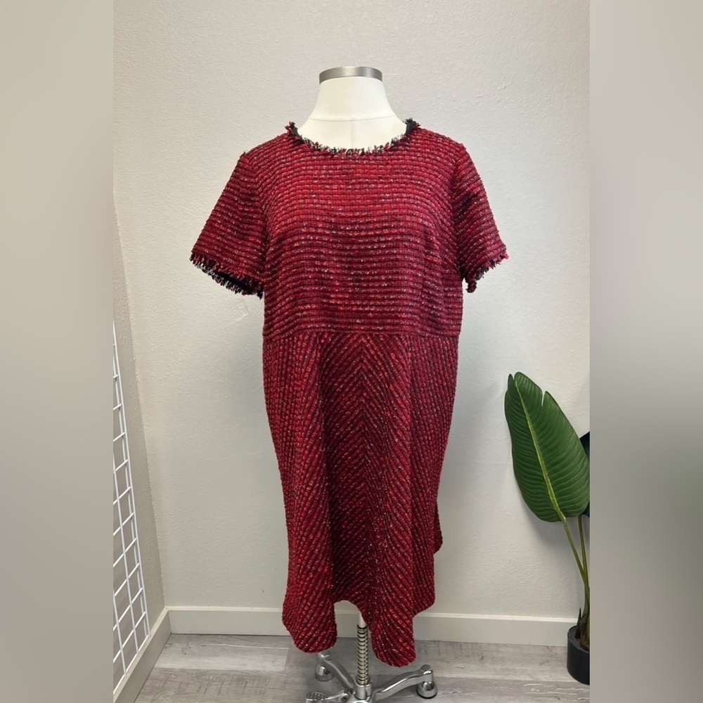 RSVP By Talbots Red Tweed Fit & Flare Dress - Size 20W